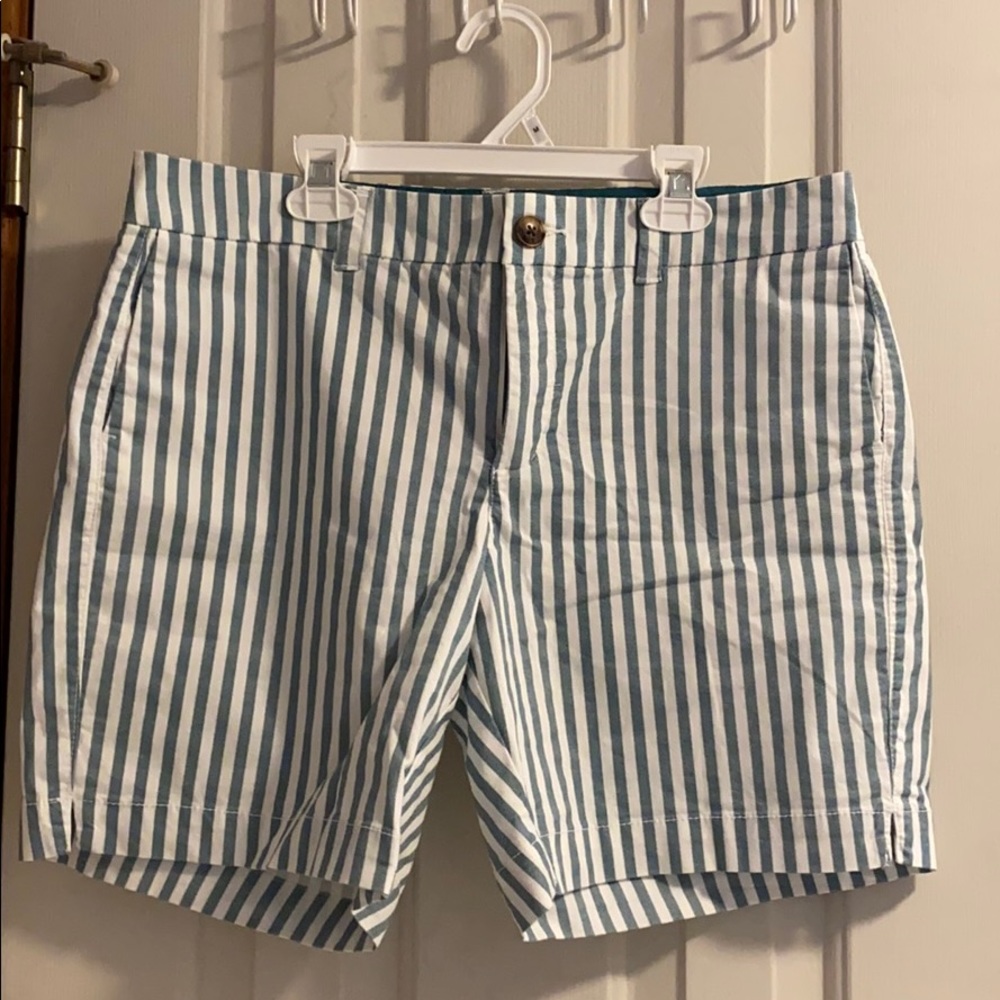 NWOT green and white striped shorts